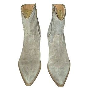 Diba True Womens Size 10 Gold Suede Ankle Boots Western Cowboy Leather Side Zip